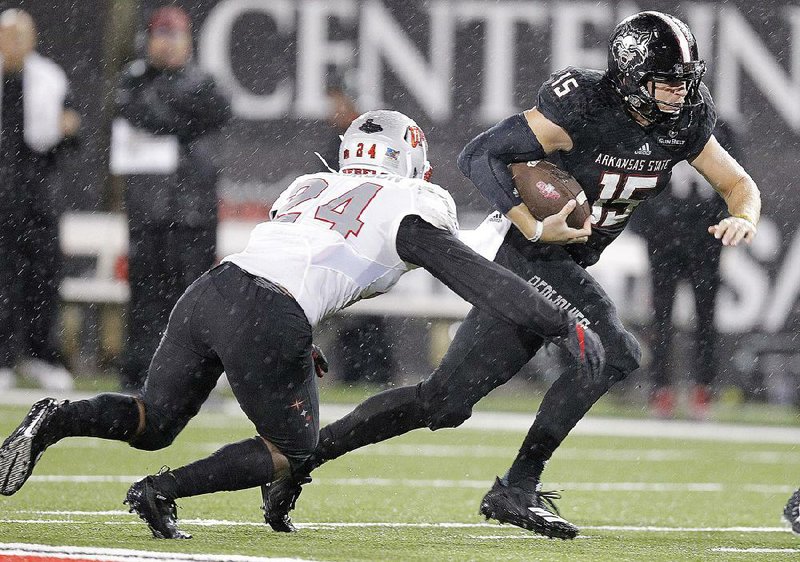 Arkansas State senior quarterback Justice Hansen has 67 touchdowns so far in his career with the Red Wolves, one short of the school record. The Red Wolves host Appalachian State tonight.