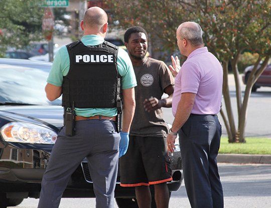 The Sentinel-Record/Mark Gregory SUSPECT QUESTIONED: Demarion Deshuan Banks, 25, who reportedly drove to the Hot Springs Police Department in a bullet-riddled car immediately after a shooting Monday afternoon behind Tire Express, 635 E. Grand Ave., was taken into custody shortly after speaking with detectives.