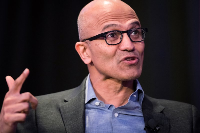 Microsoft CEO Satya Nadella speaks during an Economic Club of New York event in New York on Feb. 7, 2018. 