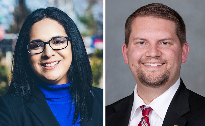 Gayatri Agnew (left) and Rep. Jim Dotson