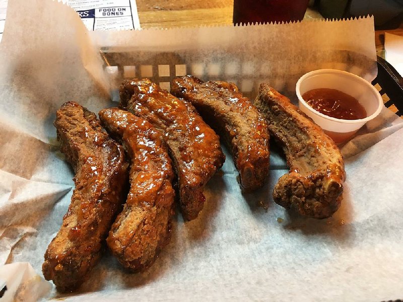 Crispy Ribs, one of three Live Life Chill’s “Food on Bones” items, come with an apricot-red pepper glaze on the ribs and on the side. 