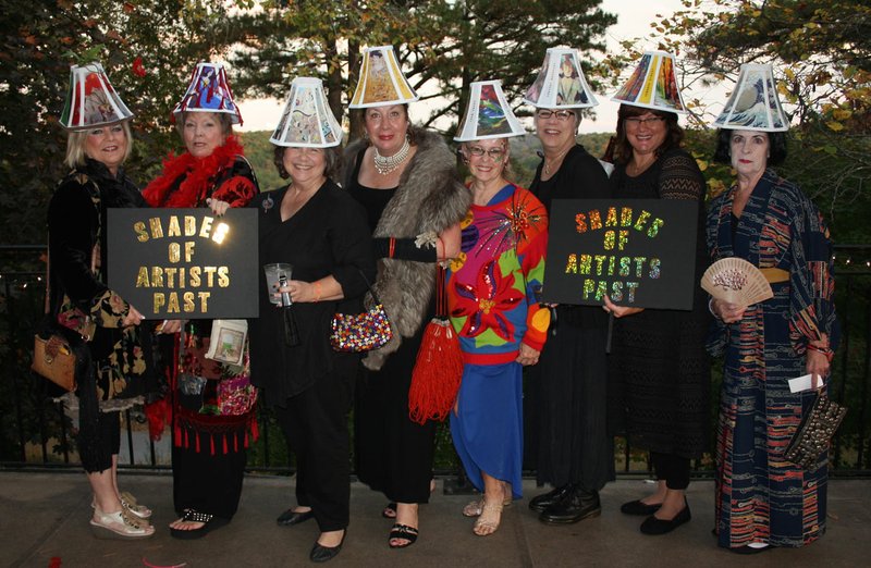 FILE PHOTO/CARIN SCHOPPMEYER Pat Sweeden (from left), Susan Overgaard, Kelee Overgaard, Judy Thorpe, B.J. Dennis, Teri Round, Tara Lawson and Suzanne McKown, as "Shades of Artists Past," attend a past Mad Hatter Ball at the Crescent Hotel in Eureka Springs. The 2018 benefit for the Eureka Springs School of the Arts on Oct. 19 at the hotel.