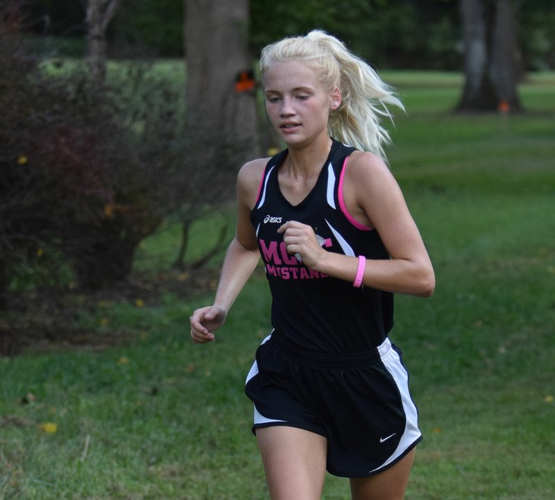 RICK PECK/SPECIAL TO MCDONALD COUNTY PRESS Natalie Staib finished in 18th place at the Cassville Cross Country Invitational to lead the McDonald County Lady Mustang cross-country team.