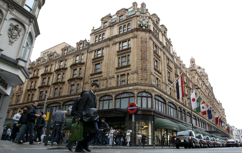 This Saturday, May, 8 2010 file photo shows a general view of Harrods department store in London. A woman from Azerbaijan who spent 16 million pounds ($21 million) at luxury London department store Harrods over the course of a decade has become the first target of a British power to seize money from people suspected of getting their wealth through corruption. (AP Photo/Alastair Grant, File)