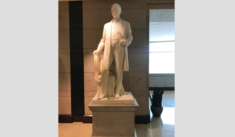 This May 11, 2018, photo shows a statue of James P. Clarke, an Arkansas governor and U.S. senator, at the U.S. Capitol in Washington. 