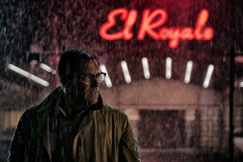 Vacuum cleaner salesman Seymour Sullivan (Jon Hamm) has a lot to say in Drew Goddard’s tricky retro-noir Bad Times at the El Royale. 