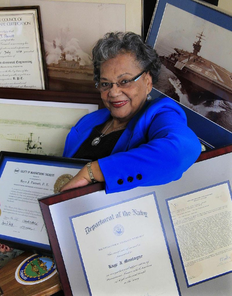 Raye Montague is shown in this file photo. Raye Montague is credited with creating the first computer generated draft of the specifications for building a U.S. Navy frigate still in use today. She broke barriers of race and gender. In 1972, she was awarded the Navy’s Meritorious Civilian Service Award; she was the first woman to receive the Society of Manufacturing Engineers Achievement Award.