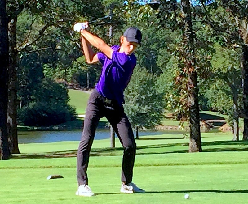 Submitted photo PLEASANT FINALE: Fountain Lake junior Christopher Desfassiaux tees off Thursday during play in the ASGA's overall boys' golf tournament at the Pleasant Valley Country Club in Little Rock.