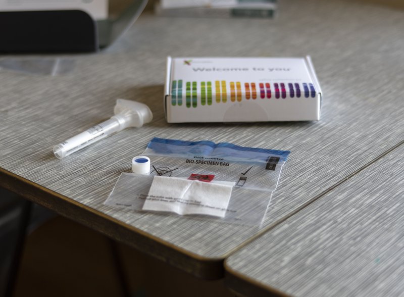 A 23andMe Inc. DNA genetic testing kit in Oakland, Calif., on June 8, 2018. 