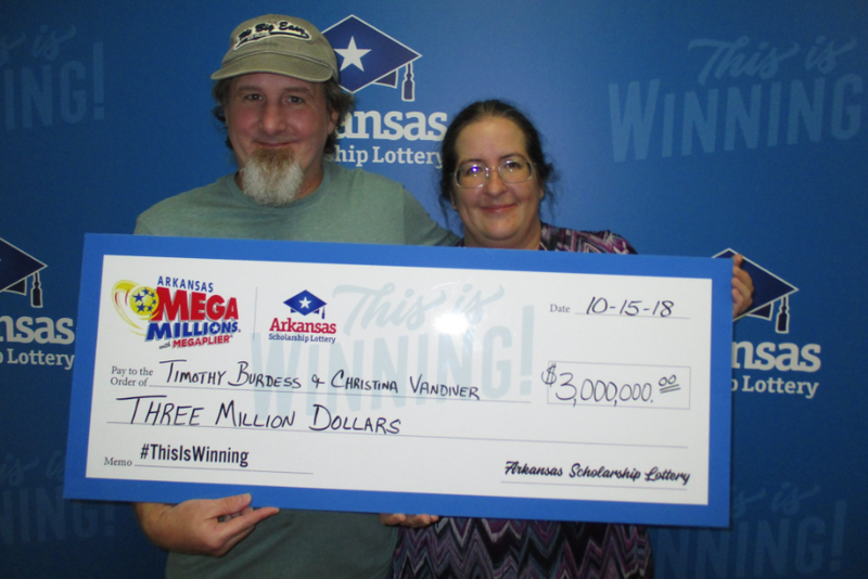 Timothy Burdess and Christina Vandiver have claimed a $3 million lottery ticket purchased in Arkansas.