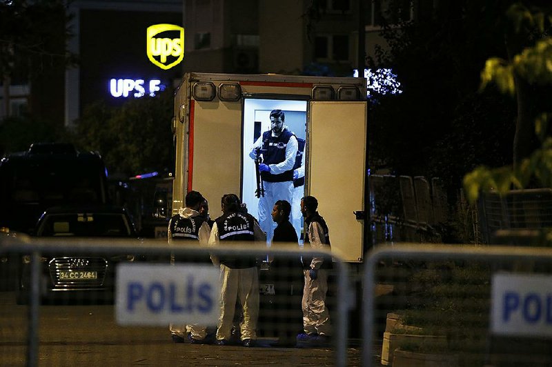 Turkish police officers prepare to enter Saudi Arabia’s Consulate on Monday in Istanbul.