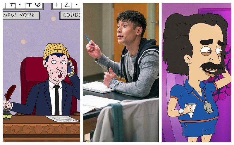 From left to right: Todd Chavez in BoJack Horseman (Netflix); Manny Jacinto as Jason Mendoza on The Good Place (Ron Batzdorff/NBC) and Coach Steve in Big Mouth (Netflix). 