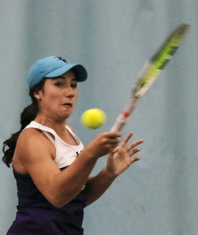 Fayetteville junior Mary Houston defeated Bentonville senior Lucia Canigova for the third time in four meetings this season 7-6, 6-4 on Tuesday to win the girls Overall singles championship in North Little Rock. 