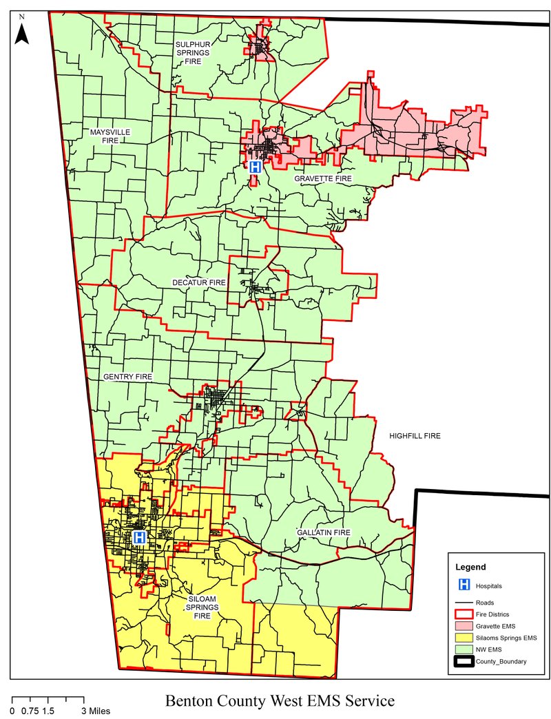 Map showing new ambulance service in western Benton County, beginning on Jan. 1, 2019.