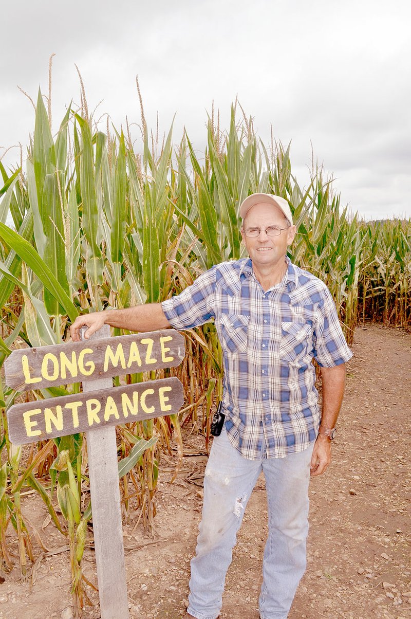 RACHEL DICKERSON/MCDONALD COUNTY PRESS Galen Manning, owner of Right Choices Corn Maze and Pumpkin Patch, is pictured at the entrance to the maze.