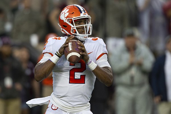 Clemson quarterback Kelly Bryant (2) looks to pass against Texas A&M during the first quarter of an NCAA college football game Saturday, Sept. 8, 2018, in College Station, Texas. (AP Photo/Sam Craft)

