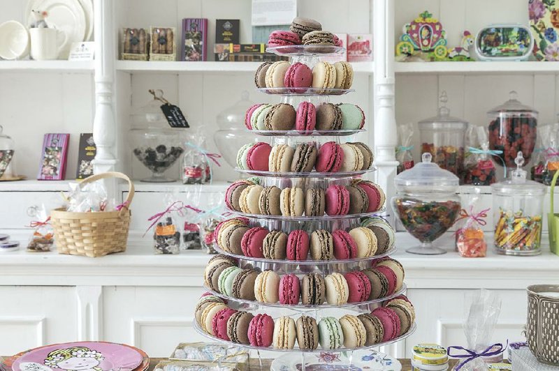 A display of treats adds color to Petit Paris Market, a shop offering French sweets on Magazine Street in New Orleans. 