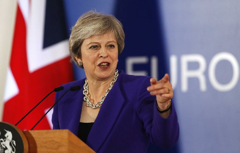British Prime Minister Theresa May speaks Thursday at the EU summit in Brussels, where she said the U.K. and the EU can overcome their “few but considerable” differences in Britain’s exit. 