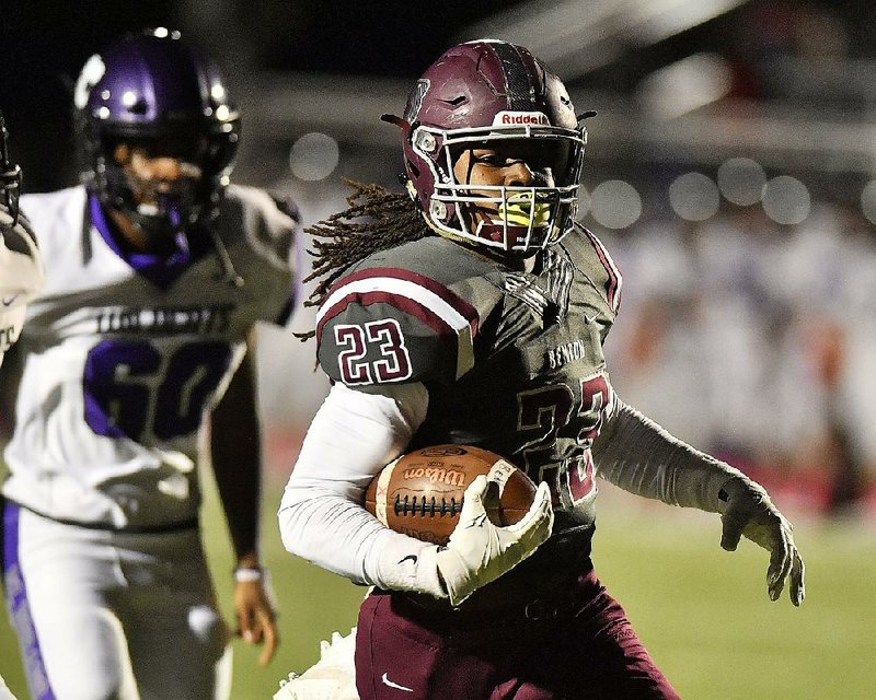 Benton’s Zak Wallace (23) is one of the state’s top rushers with 1,163 yards and 16 touchdowns this  season as the Panthers travel to Greenwood today to take on the Bulldogs. He ran for 271 yards and 2 touchdowns in Benton’s 62-35 victory over El Dorado last Friday. 
