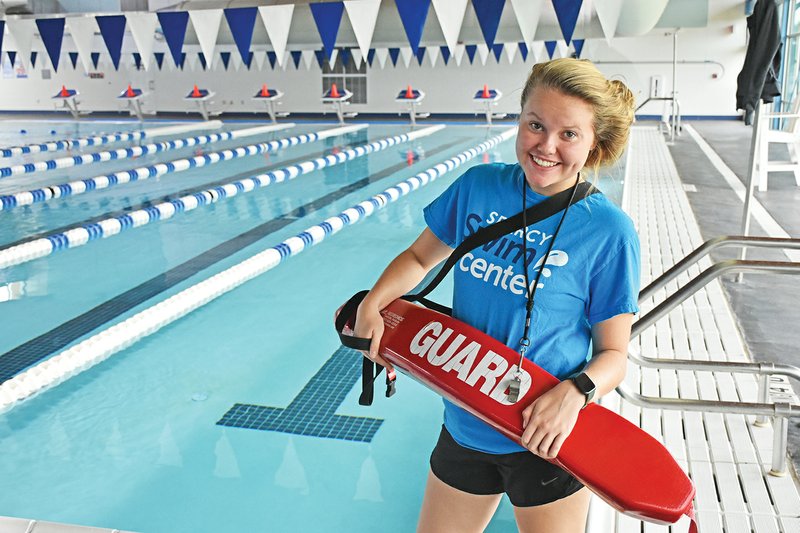 Sarah Brister is one of 11 lifeguards at the Searcy Swim Center, which held its grand opening Oct. 23, 2017. The facility has almost 8,000 members, said Chad Price, director, a number that he said exceeded everyone’s expectations. He plans to add pool yoga in the next couple of months.