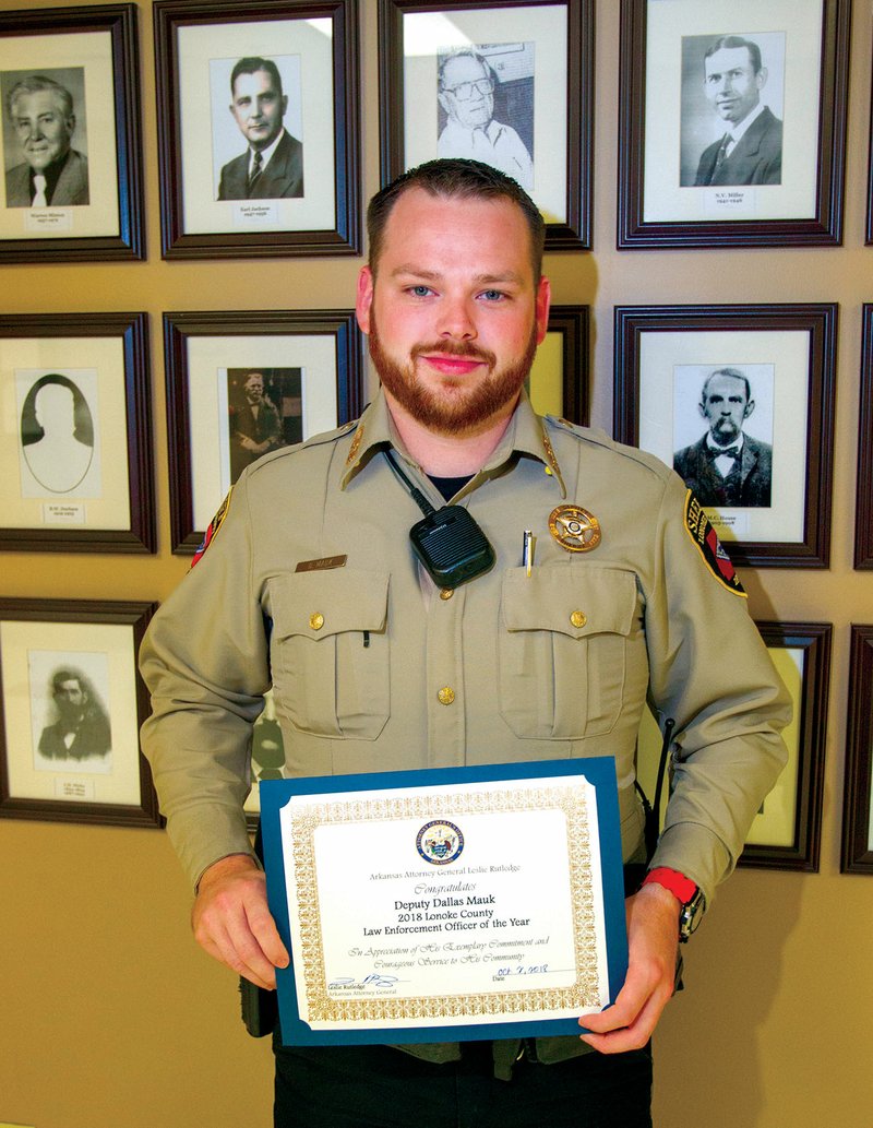 Dallas Mauk, a four-year veteran with the Lonoke County Sheriff’s Office, is the 2018 Lonoke County Law Enforcement Officer of the Year. Mauk has been a patrolman for the department for over two years after working as a jailer.