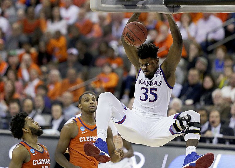 Udoka Azubuike (35) is one of two returning starters for the Kansas Jayhawks, who start the 2018-2019 college basketball season as the No. 1 team in The Associated Press preseason poll.
