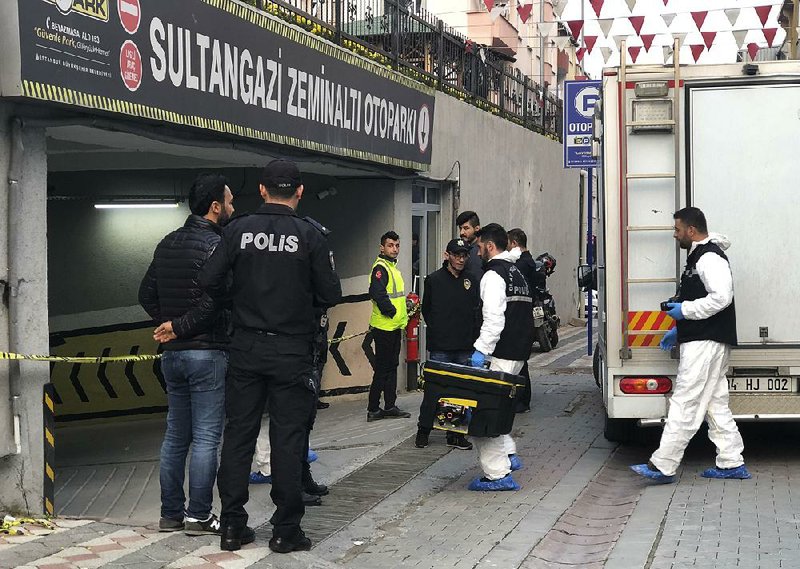 Turkish crime-scene investigators enter an underground car park in Istanbul on Monday after authorities found a vehicle belonging to the Saudi Consulate.