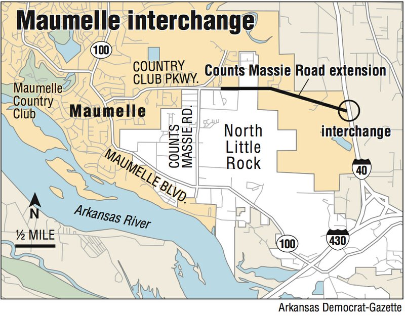 A map showing the Maumelle interchange