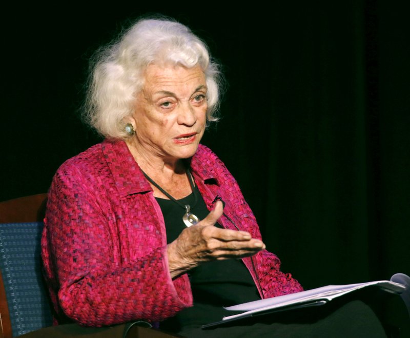 In this Sept. 17, 2014 file photo, retired U.S. Supreme Court Justice Sandra Day O'Connor speaks during a lecture, in Concord, N.H.  (AP Photo/Jim Cole, File)