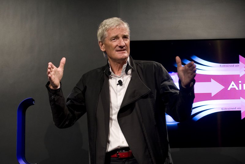  In this Wednesday, Sept., 14, 2011 file photo, Inventor James Dyson launches the Dyson DC41 Ball vacuum and the Dyson Hot heater fan on in New York. Dyson, the British company best known for innovative vacuum cleaners, has said on Tuesday, Oct. 23, 2018 it will build its electric car in Singapore.  (AP Photo/Rob Bennett, file)