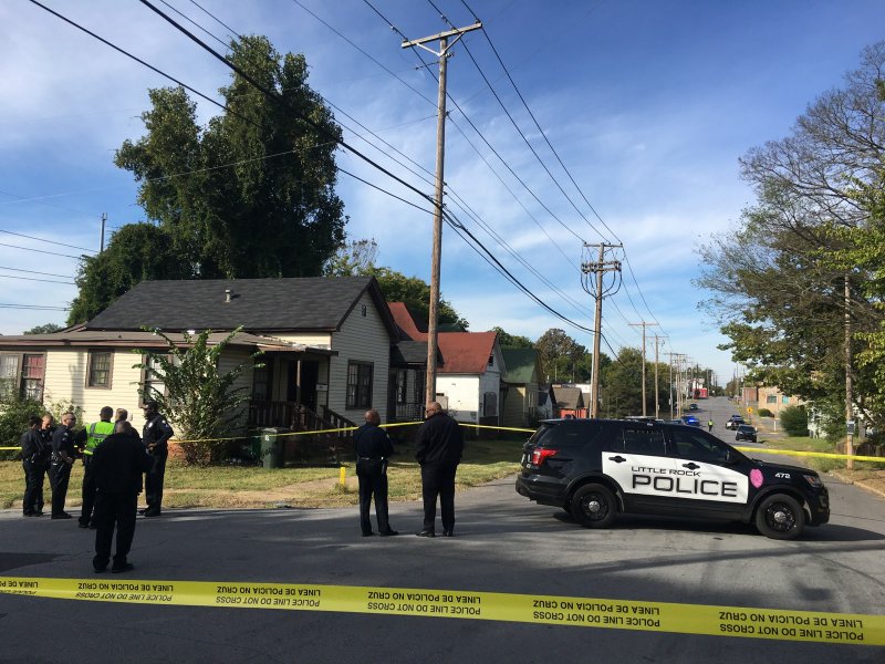 Police investigate a reported shooting in Little Rock on Wednesday.