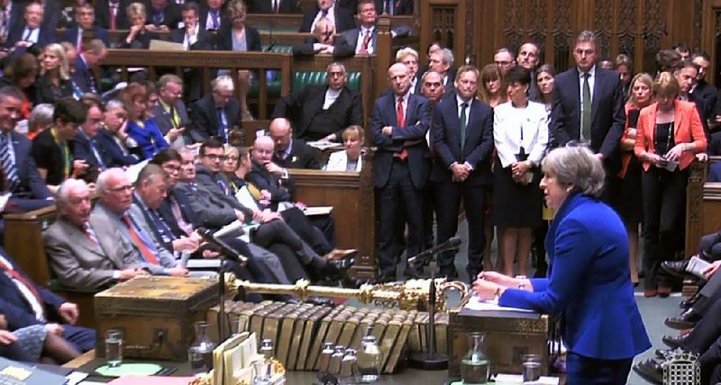 British Prime Minister Theresa May issued a call for unity Wednesday in the House of Commons in this image from Parliament TV.