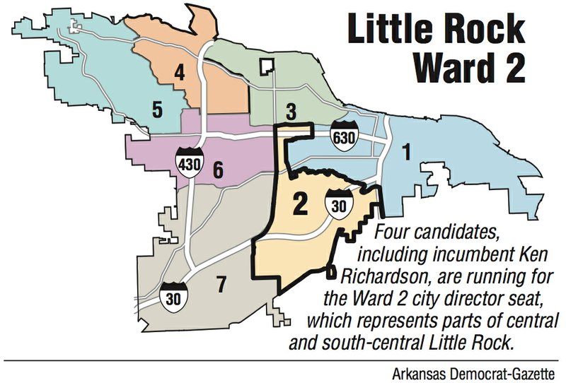 A map showing Little Rock Ward 2.