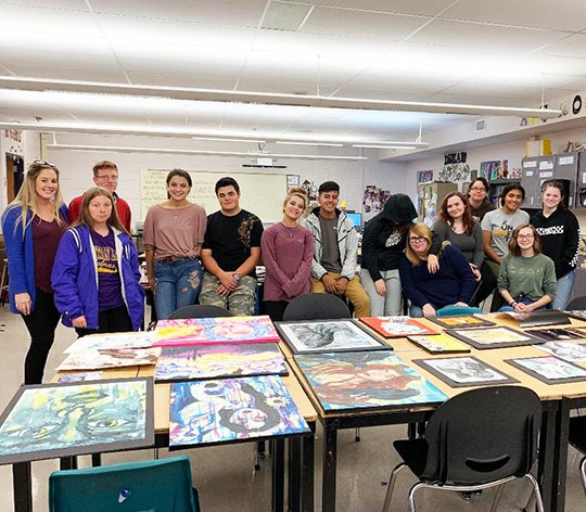 Submitted photo ARTISTS: Participating Fountain Lake High School artists with teacher Megan Williams, left.