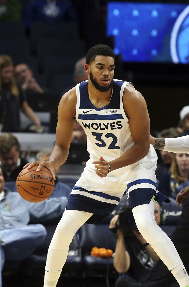 Karl-Anthony Towns of the Minnesota Timberwolves finished with 14 points in a 112-105 loss to the Toronto Raptors on Tuesday, going just 5 of 17 from the field and 1 of 5 from the three-point line.