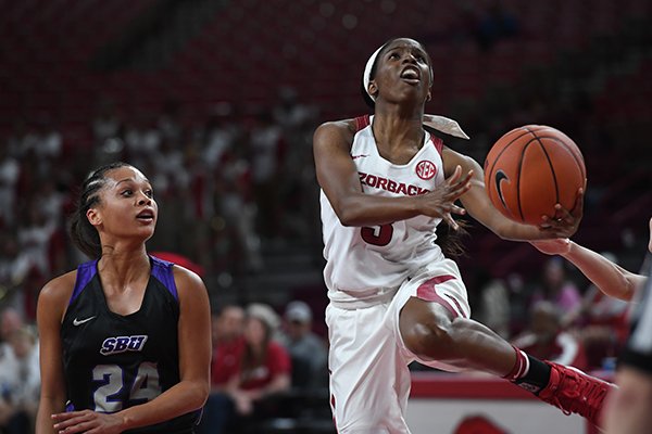 Image from Arkansas' win over Southwest Baptist Monday Oct. 29, 2018 at Bud Walton Arena in Fayetteville.