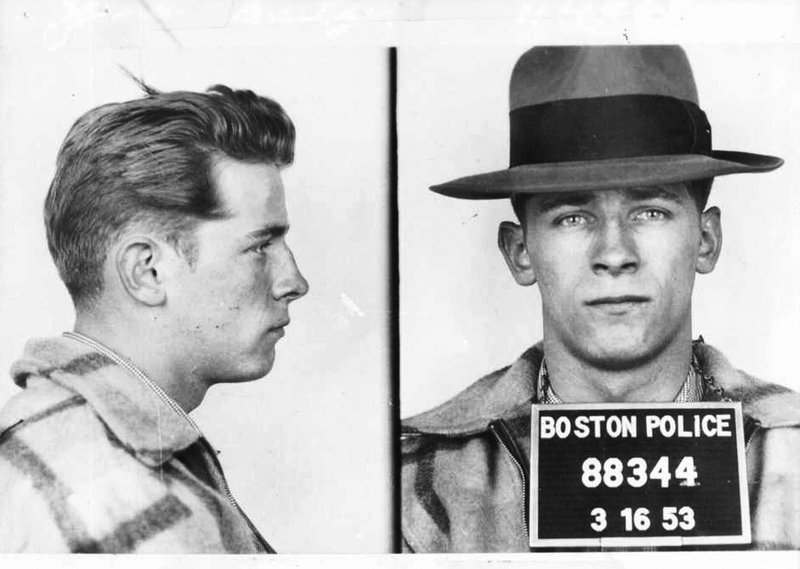 FILE - These 1953 file Boston police booking photos provided by The Boston Globe shows James "Whitey" Bulger after an arrest. Officials with the Federal Bureau of Prisons said Bulger died Tuesday, Oct. 30, 2018, in a West Virginia prison after being sentenced in 2013 in Boston to spend the rest of his life in prison. (Boston Police/The Boston Globe via AP)


