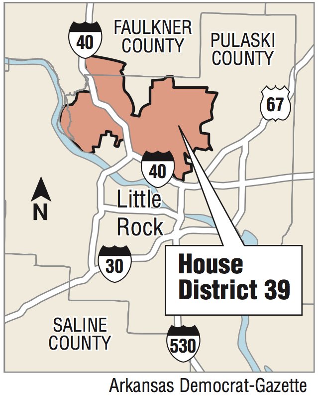 A map showing the location of House District 39
