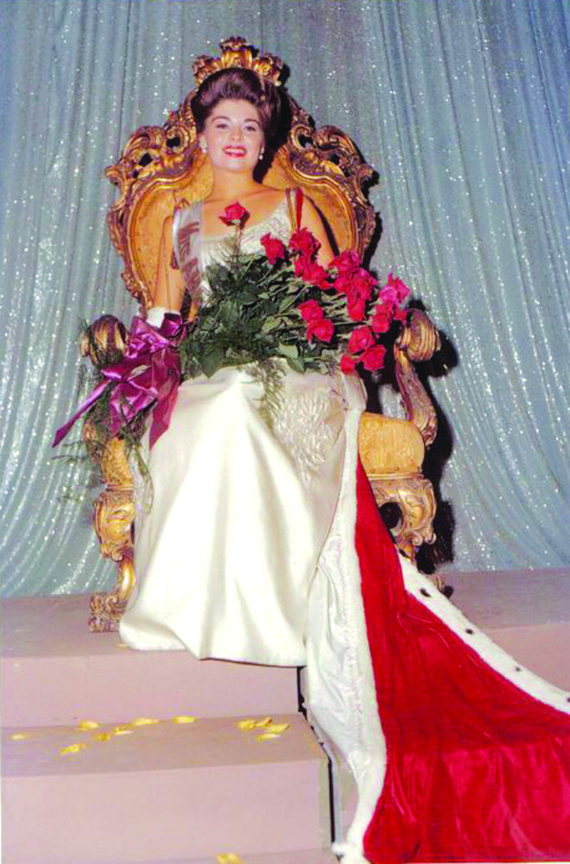 Miss America: The newly-crowned Miss America, Donna Axum, of El Dorado, sits on her throne at the conclusion of the Atlantic City pageant in 1963.