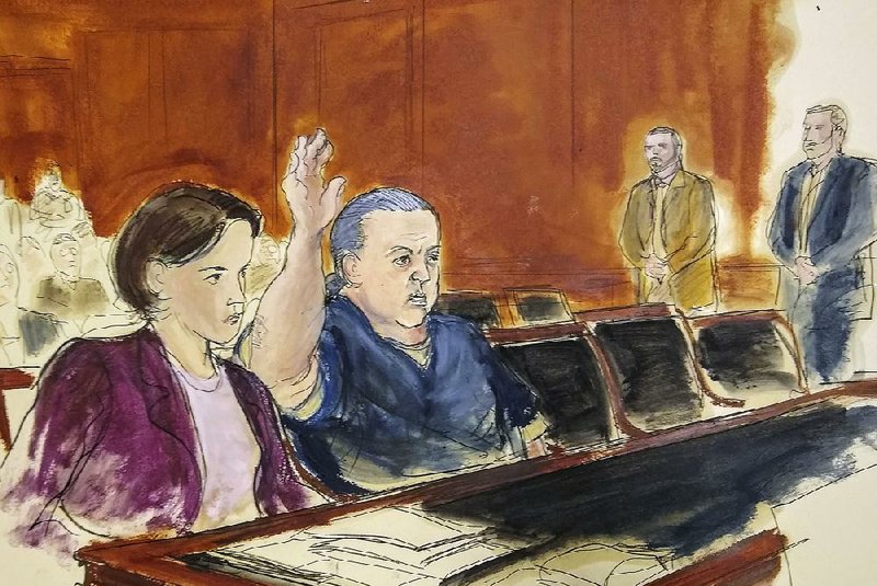 This courtroom portrays Cesar Sayoc during his hearing Tuesday in Manhattan Federal Court in New York. 