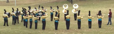 SUBMITTED Gentry's marching band warmed up prior to its performance in the state competition on Oct. 30 in Little Rock.