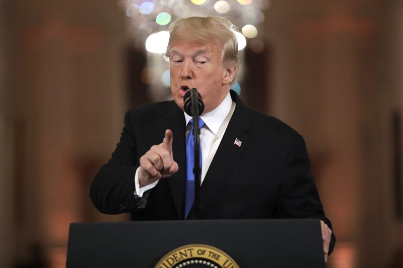 President Donald Trump points to CNN's Jim Acosta during a news conference in the East Room of the White House, Wednesday, Nov. 7, 2018, in Washington. (AP Photo/Evan Vucci)

