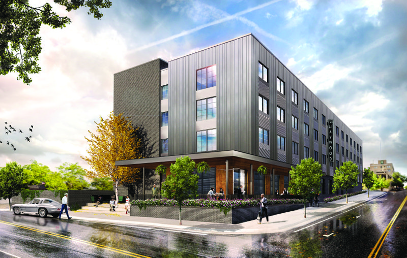 Hotel: This image shows an artist rendering of the Haywood Hotel, which is slated for an opening in March 2020. 