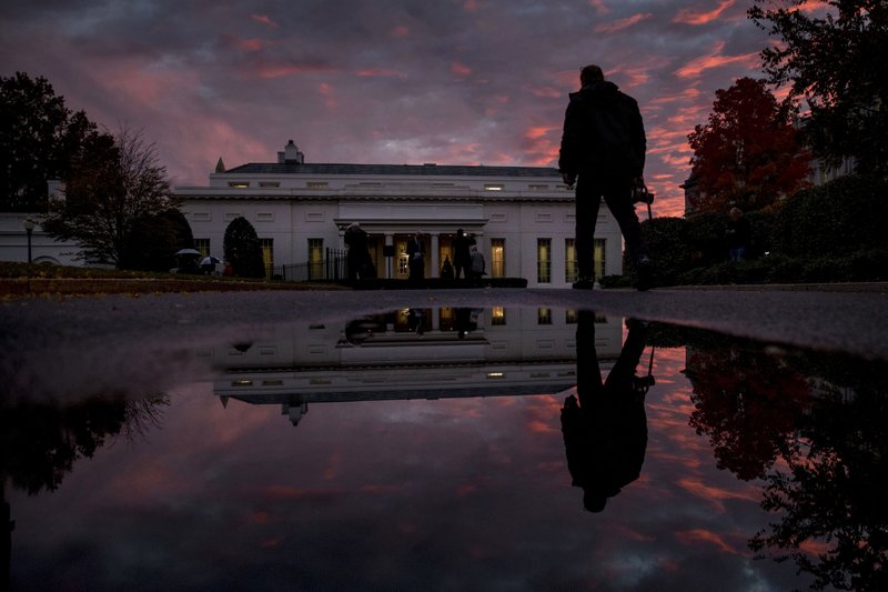 The West Wing of the White House at sunset on election day in Washington, Tuesday, Nov. 6, 2018. (AP Photo/Andrew Harnik)
