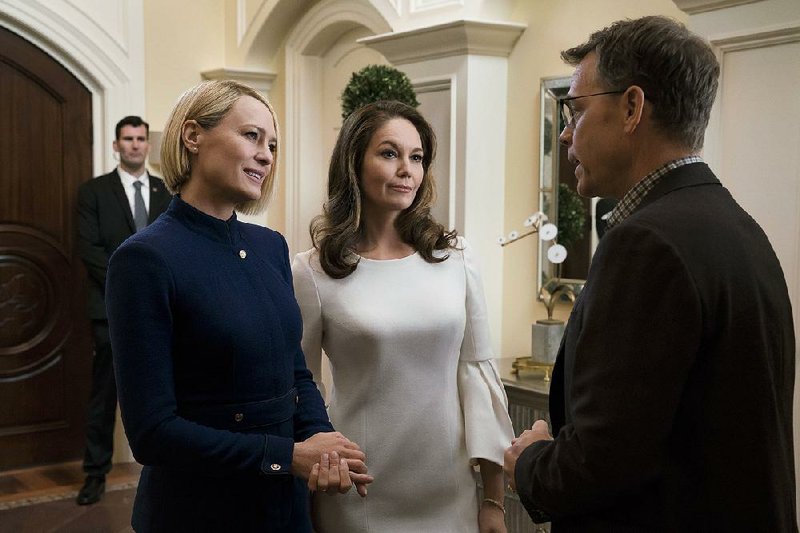 Robin Wright (from left), Diane Lane and Greg Kinnear star in the final season of House of Cards. 