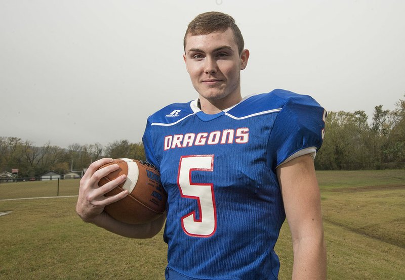 NWA Democrat-Gazette/J.T. WAMPLER Mountainburg's Austin Taylor will lead the Dragons into a home playoff game against Parker's Chapel tonight. The Dragons are the No. 2 seed from the 2A-4 Conference.