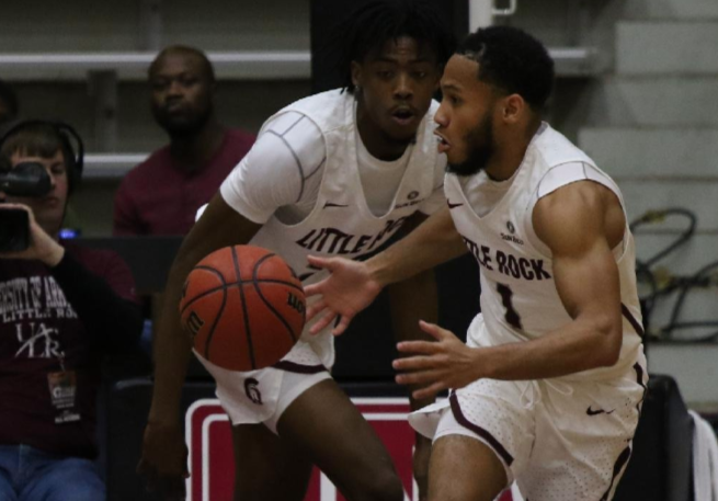 Little Rock freshman point guard Markquis Nowell, right, had 34 points in his collegiate debut.