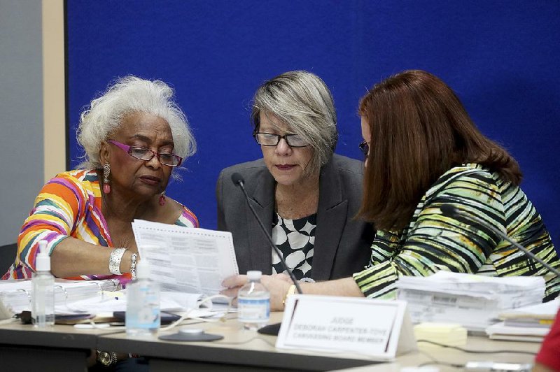 Broward County elections supervisor Brenda Snipes, (from left) Judge Betsy Benson and Judge Brenda Carpenter-Toye of the county canvassing board continue to count votes Friday in Lauderhill, Fla. 