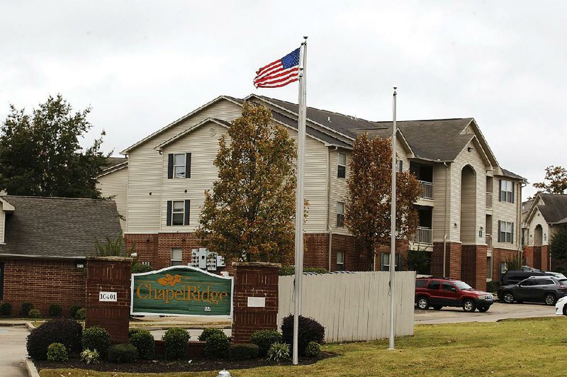 The recently sold Chapel Ridge apartment complex at 10401 Brockington Road in Sherwood has 14 buildings. 