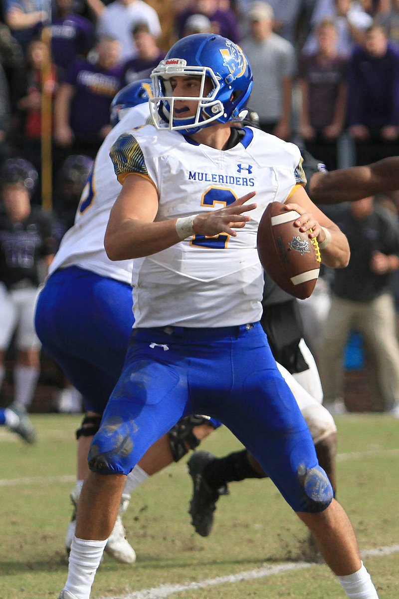 Quarterback Barrett Renner threw for two touchdown passes at UAM Saturday, but it wasn’t enought as UAM stunned the Muleriders 20-17.